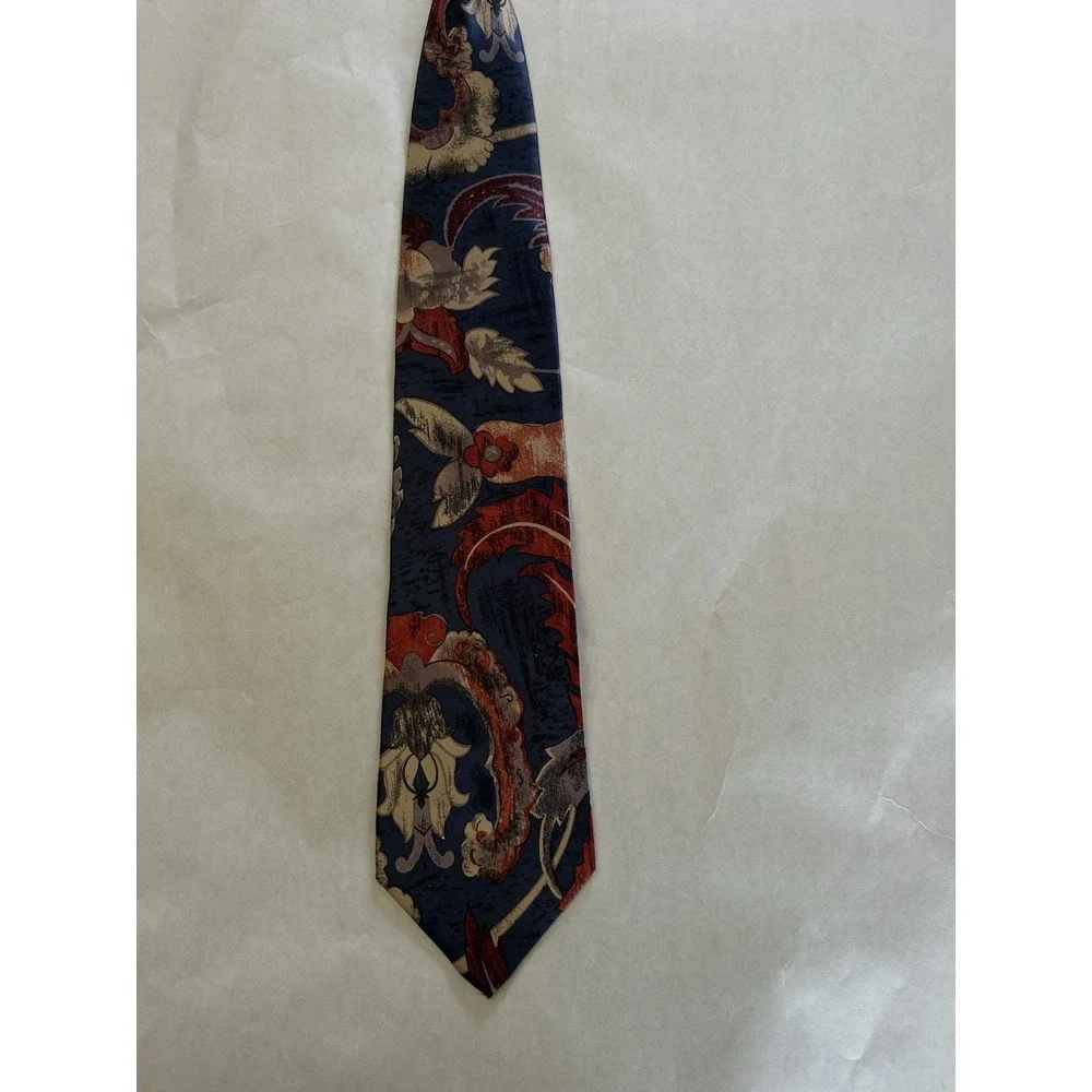 Christian Dior 100%‎ Silk Tie Made In USA Blue Multicolor Design Mens Necktie